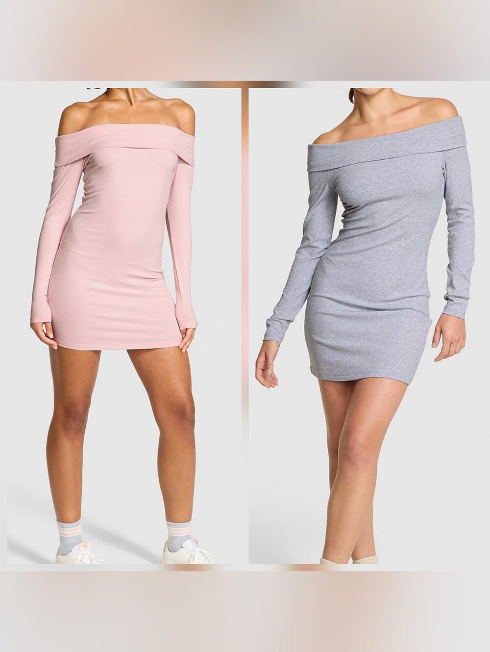 Lot Of 2 - All-Day Soft Rib Off-The-Shoulder Mini Dress